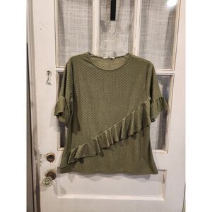 Above and Beyond Army Green Flowy Top‎ Women's Size Large